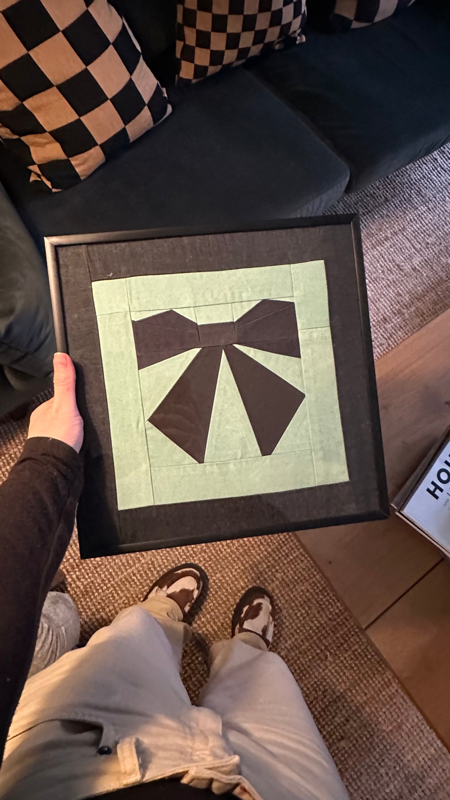 Bow Original Quilted Artwork in Frame