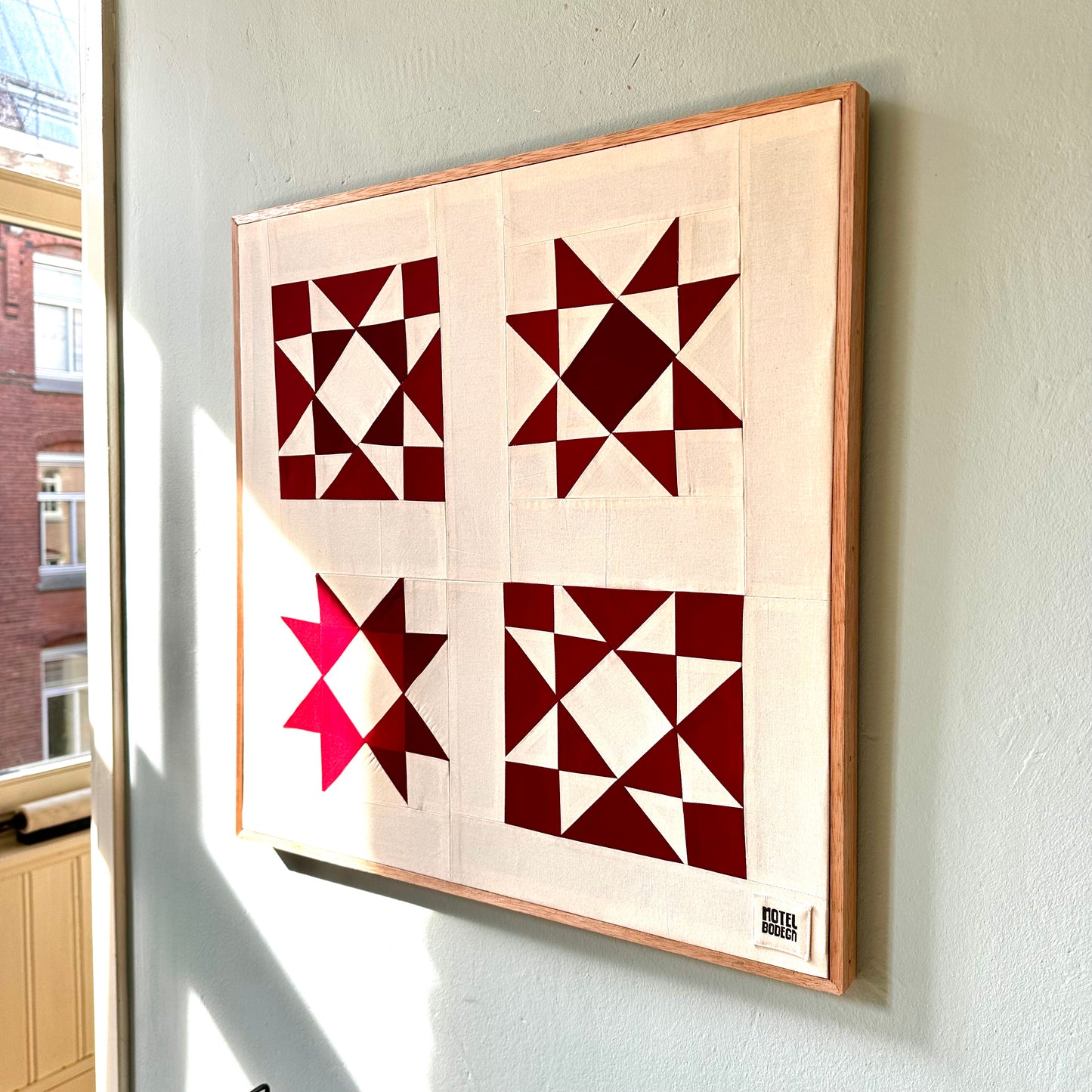 Geometric Quilted Artwork in Hand Made Frame