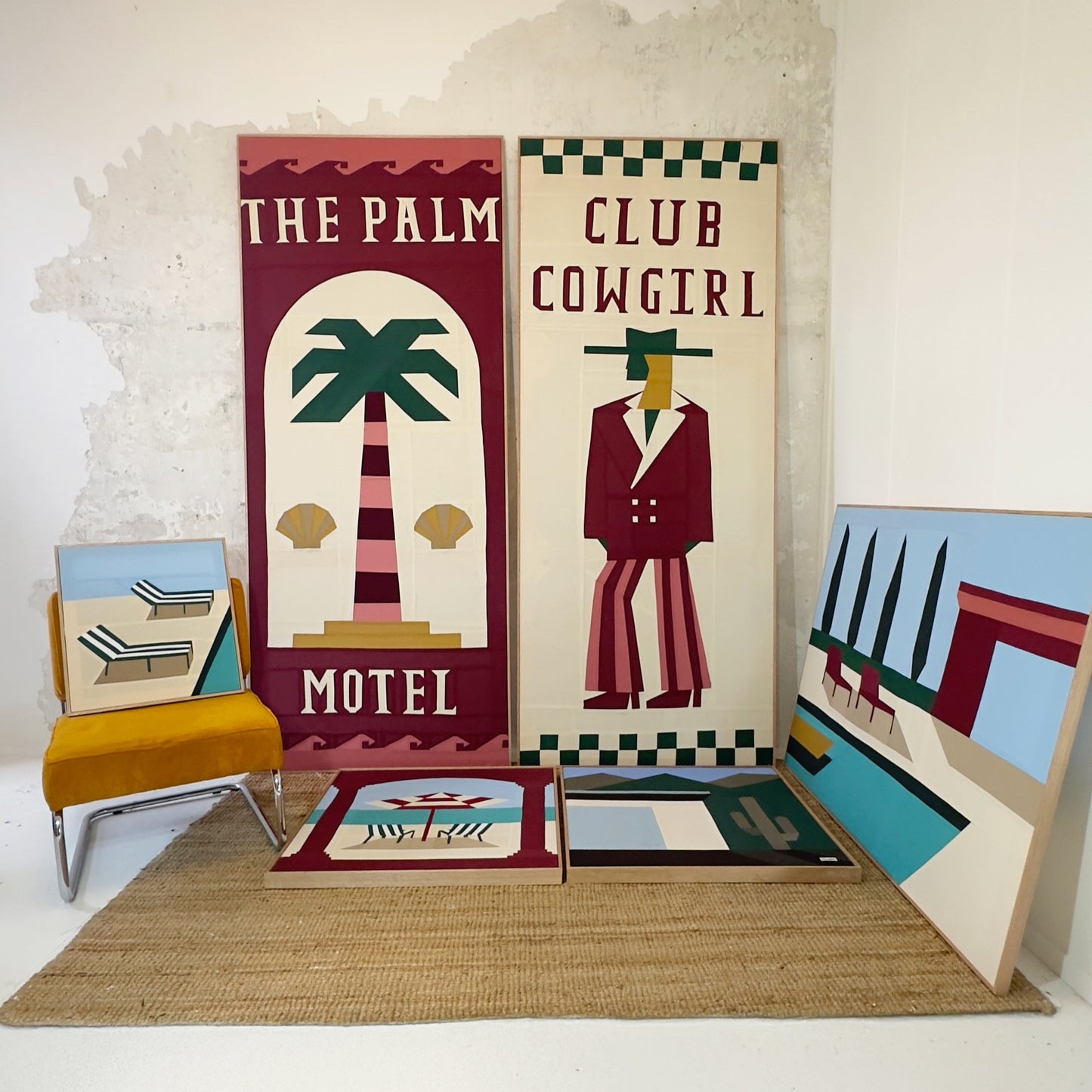Deckchairs By The Pool Original Quilted Artwork