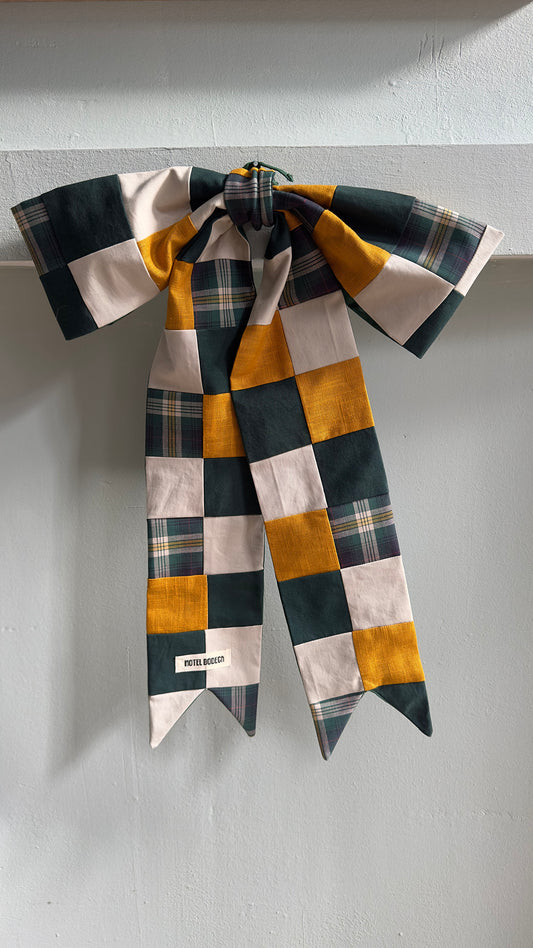 Festive Bow: Green, Yellow, Ecru