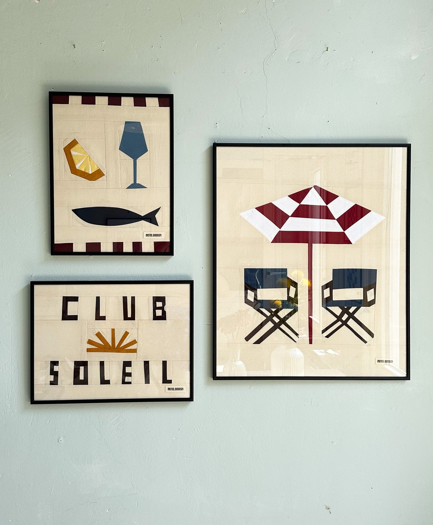 Beach Chairs Original Quilted Artwork in Frame