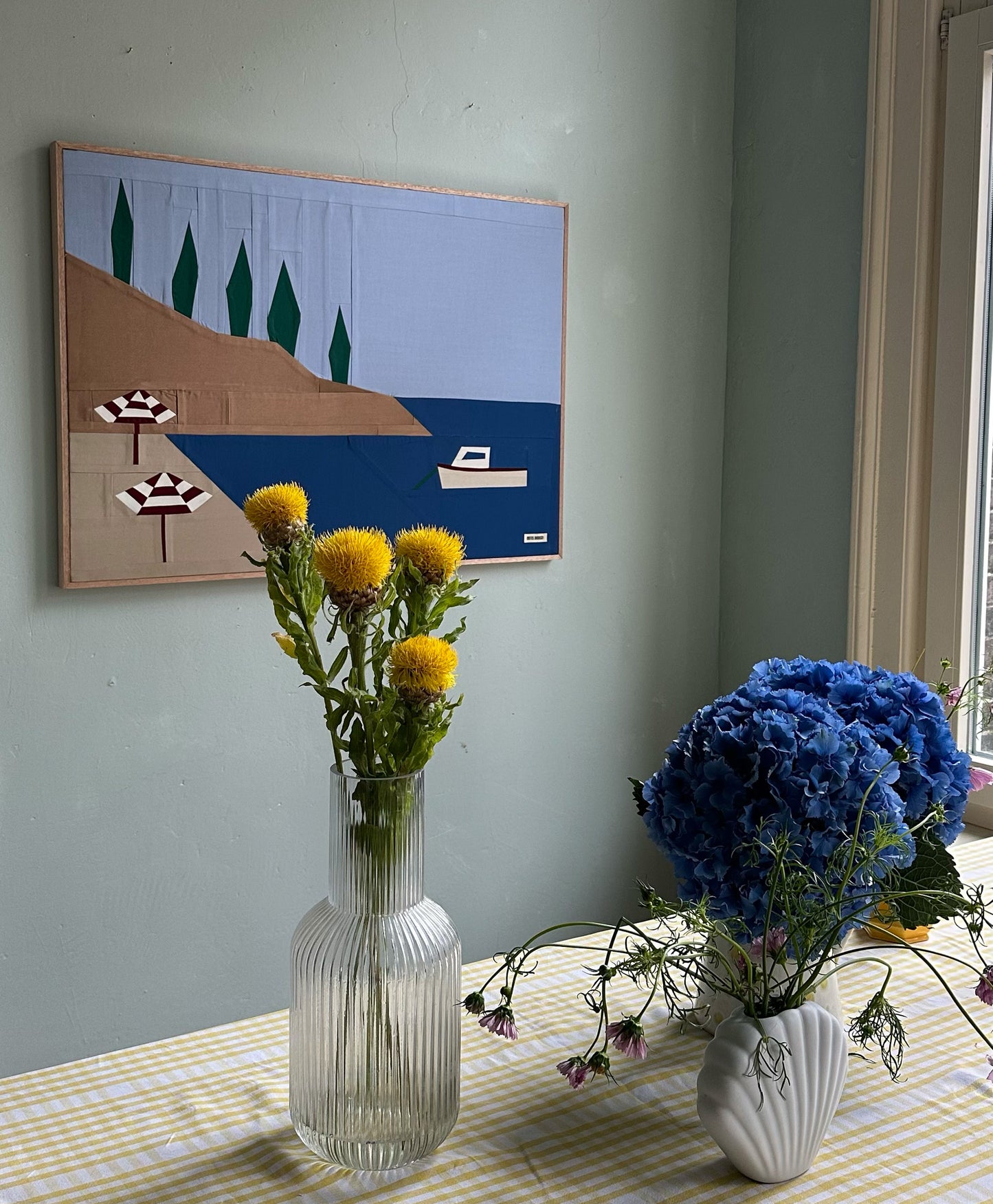 Marseille Seascape Hand Framed Original Quilted Artwork
