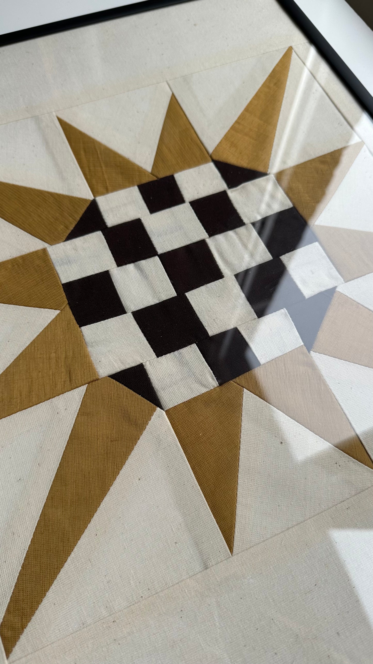 Sun 1 Original Quilted Artwork in Frame