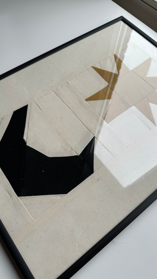 Star & Moon Original Quilted Artwork in Frame
