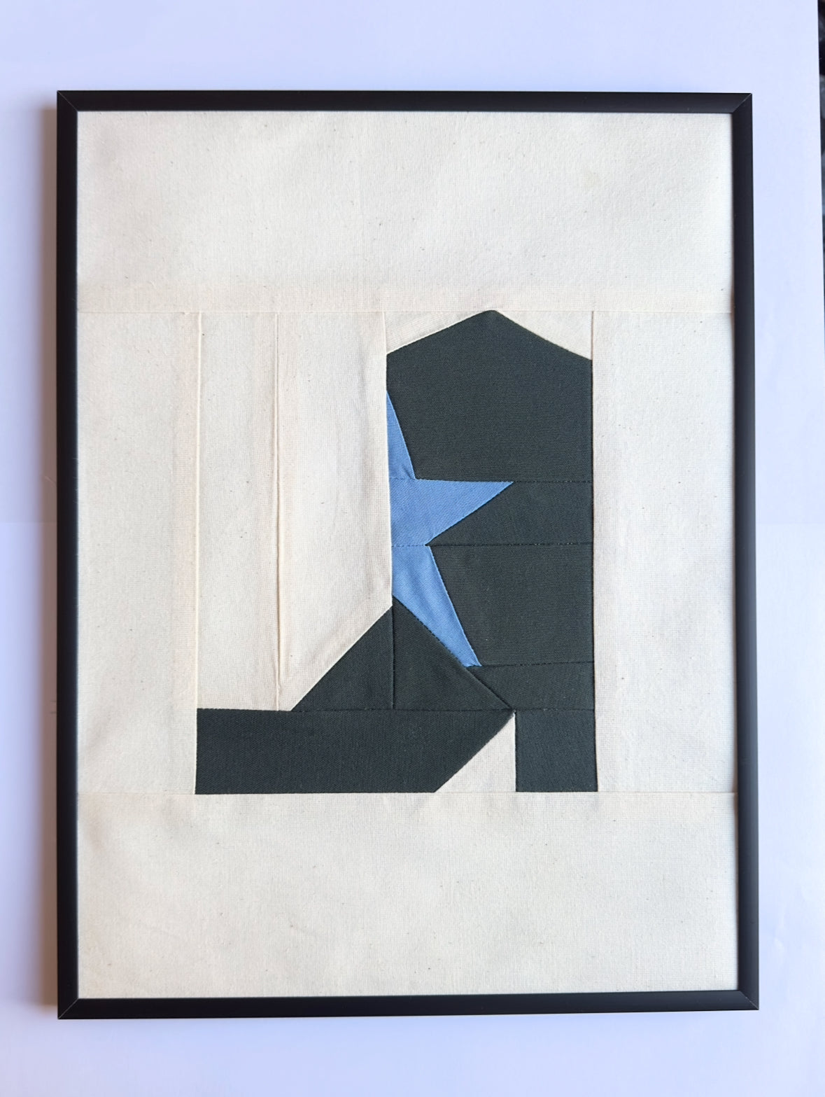 Cowboy Boot Quilted Artwork in Frame: Green/blue