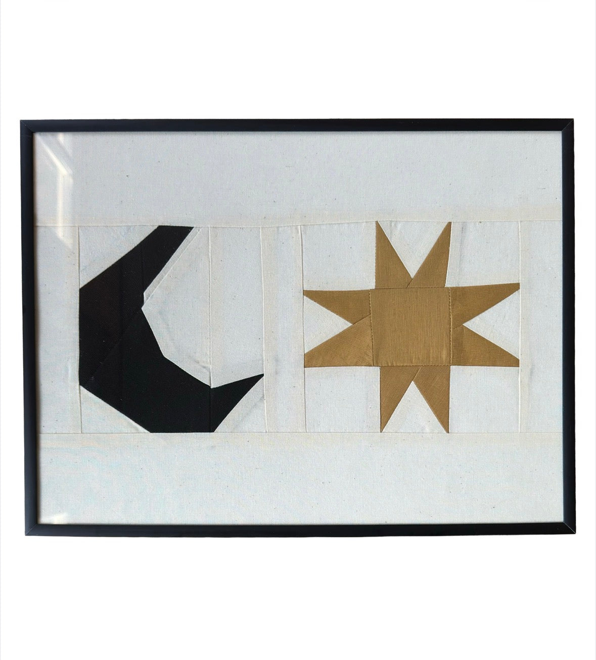 Star & Moon Original Quilted Artwork in Frame