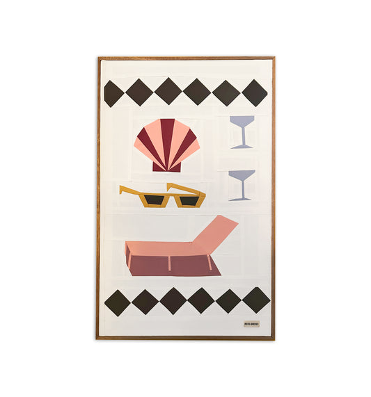Summer Souvenirs Original Quilted Artwork in Handmade Frame