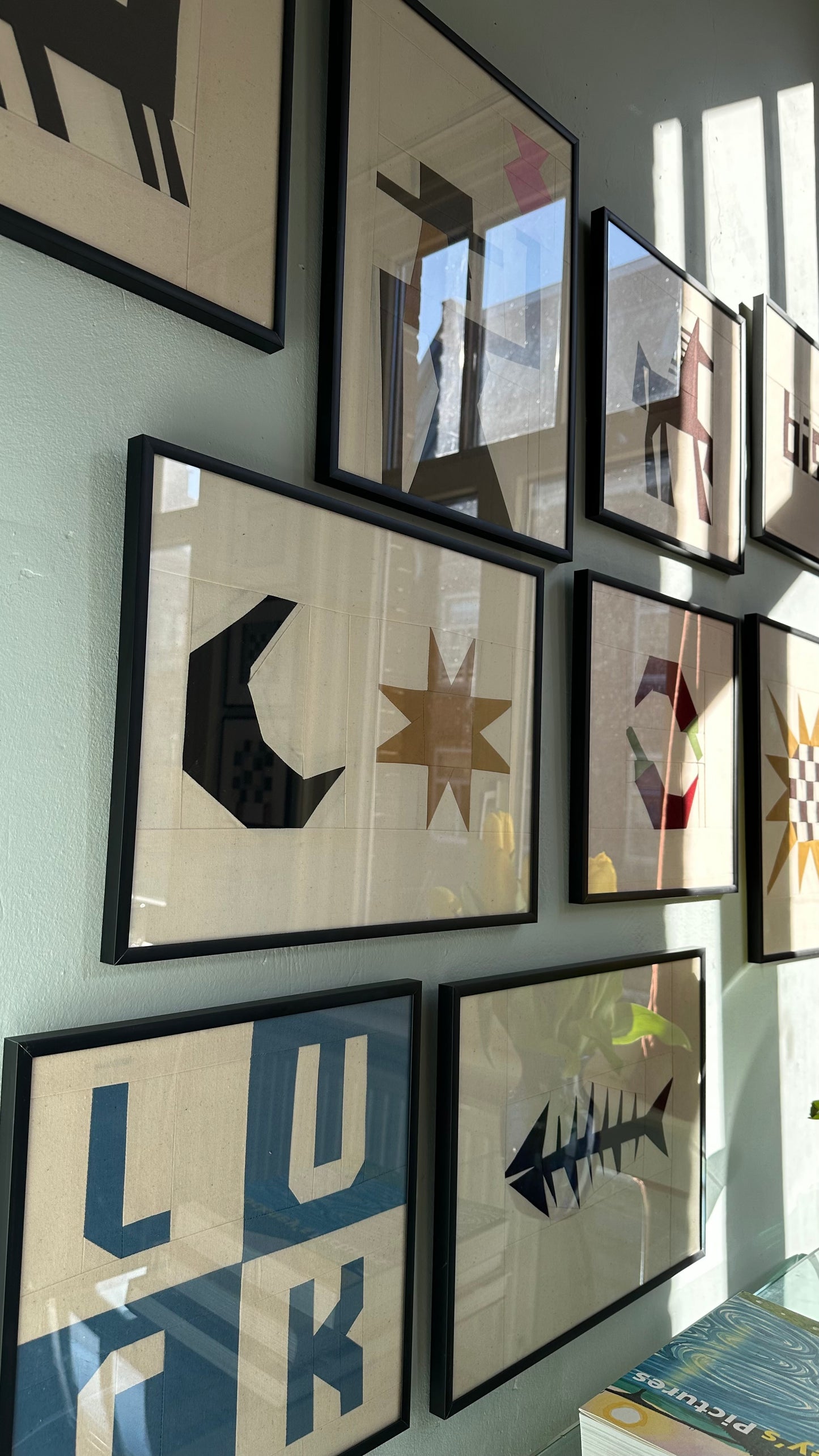 Star & Moon Original Quilted Artwork in Frame