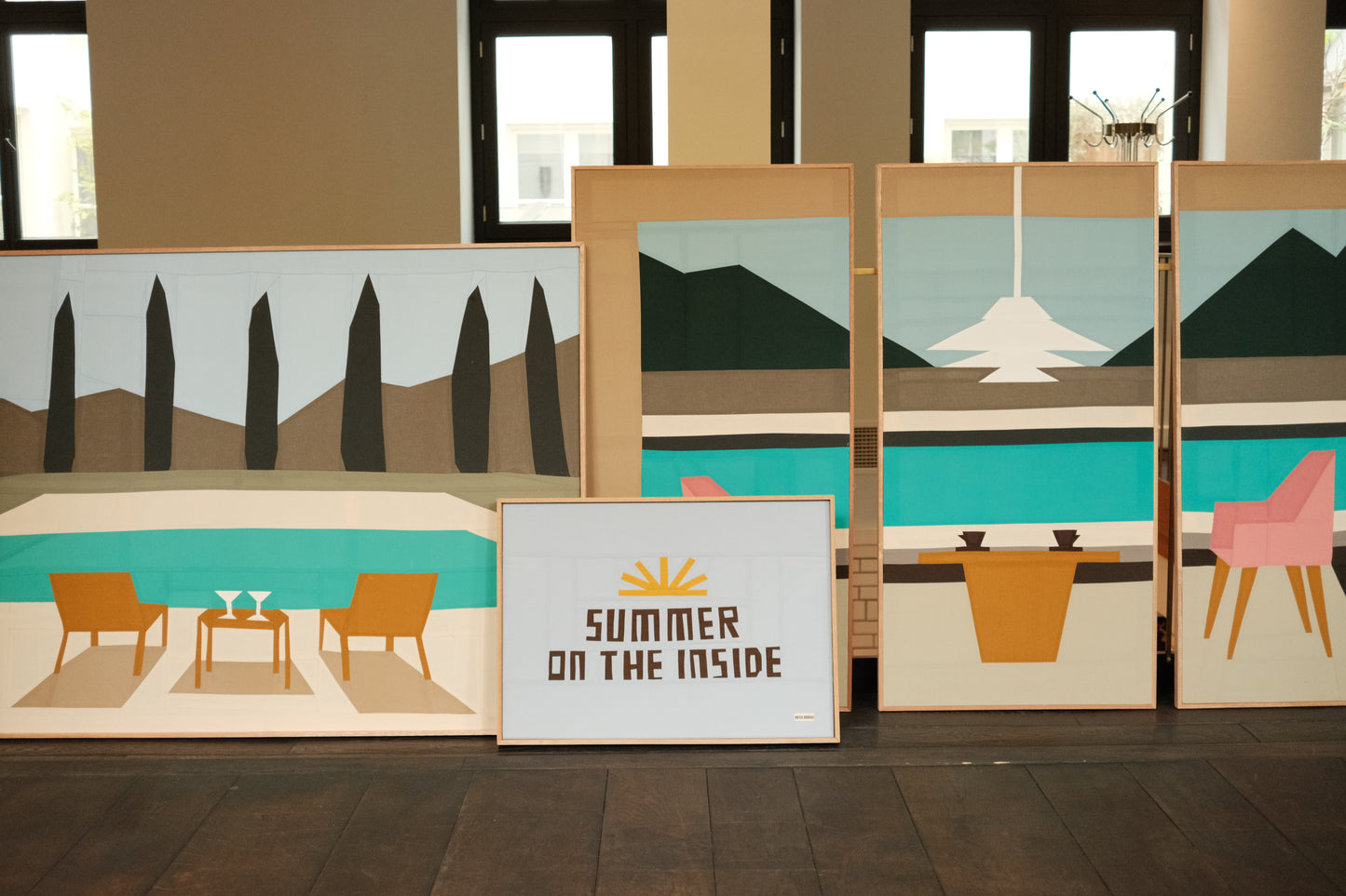 Martinis By The Pool Original Quilted Artwork in Handmade Frame