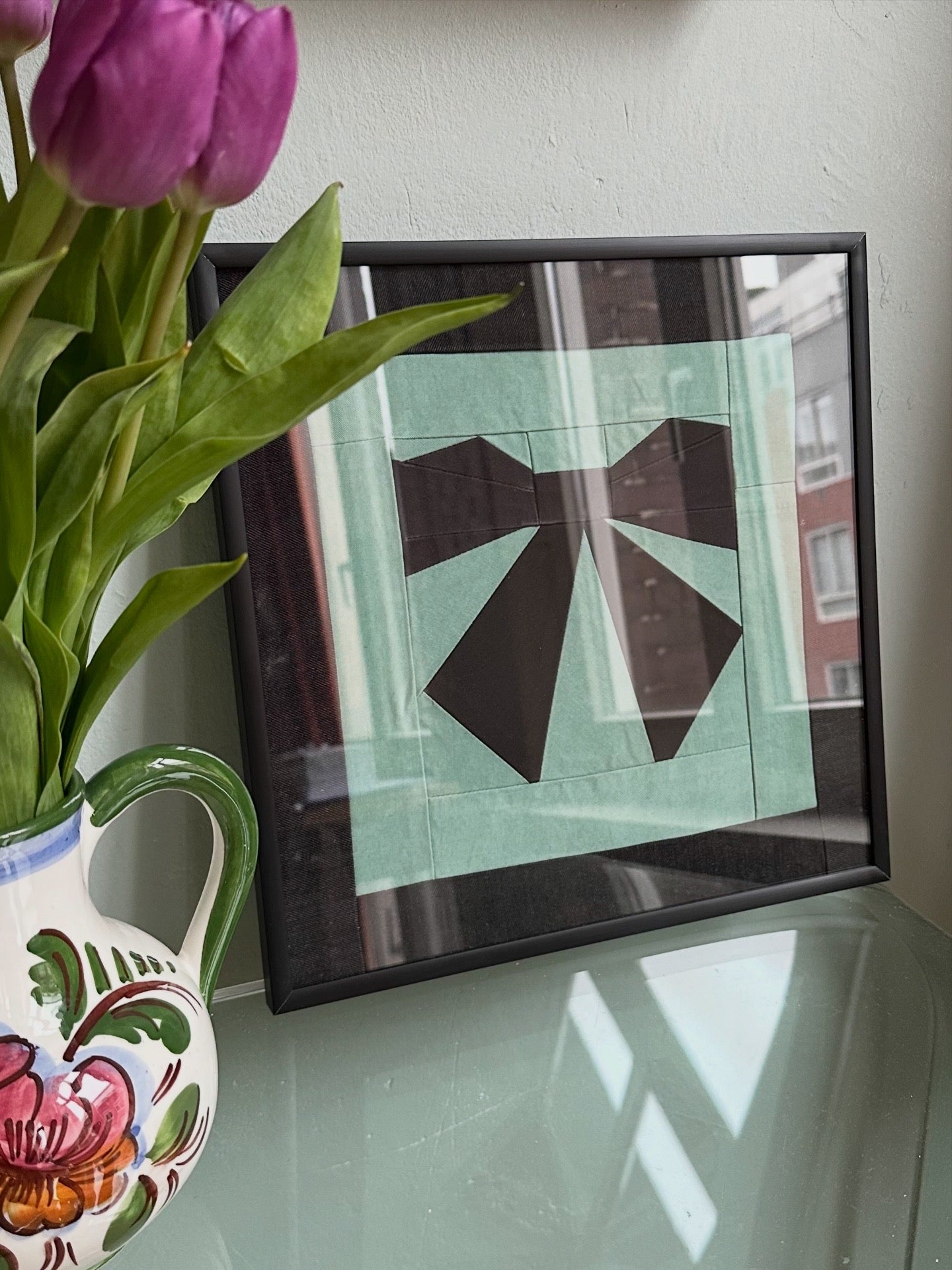 Bow Original Quilted Artwork in Frame
