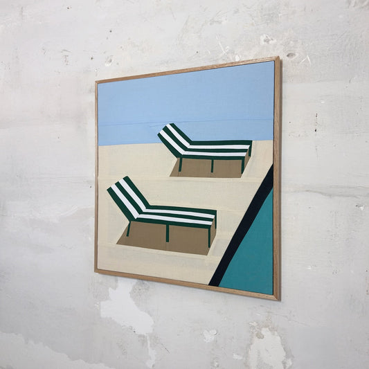 Striped Sun Loungers Original Quilted Artwork