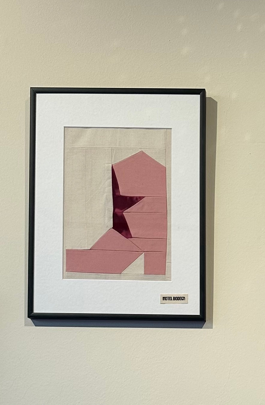 Cowboy Boot Quilted Artwork in Frame: Pink