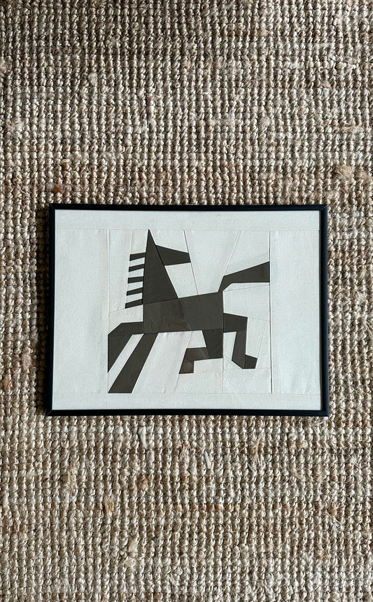 Jumping Horse Original Quilted Artwork in Black Frame