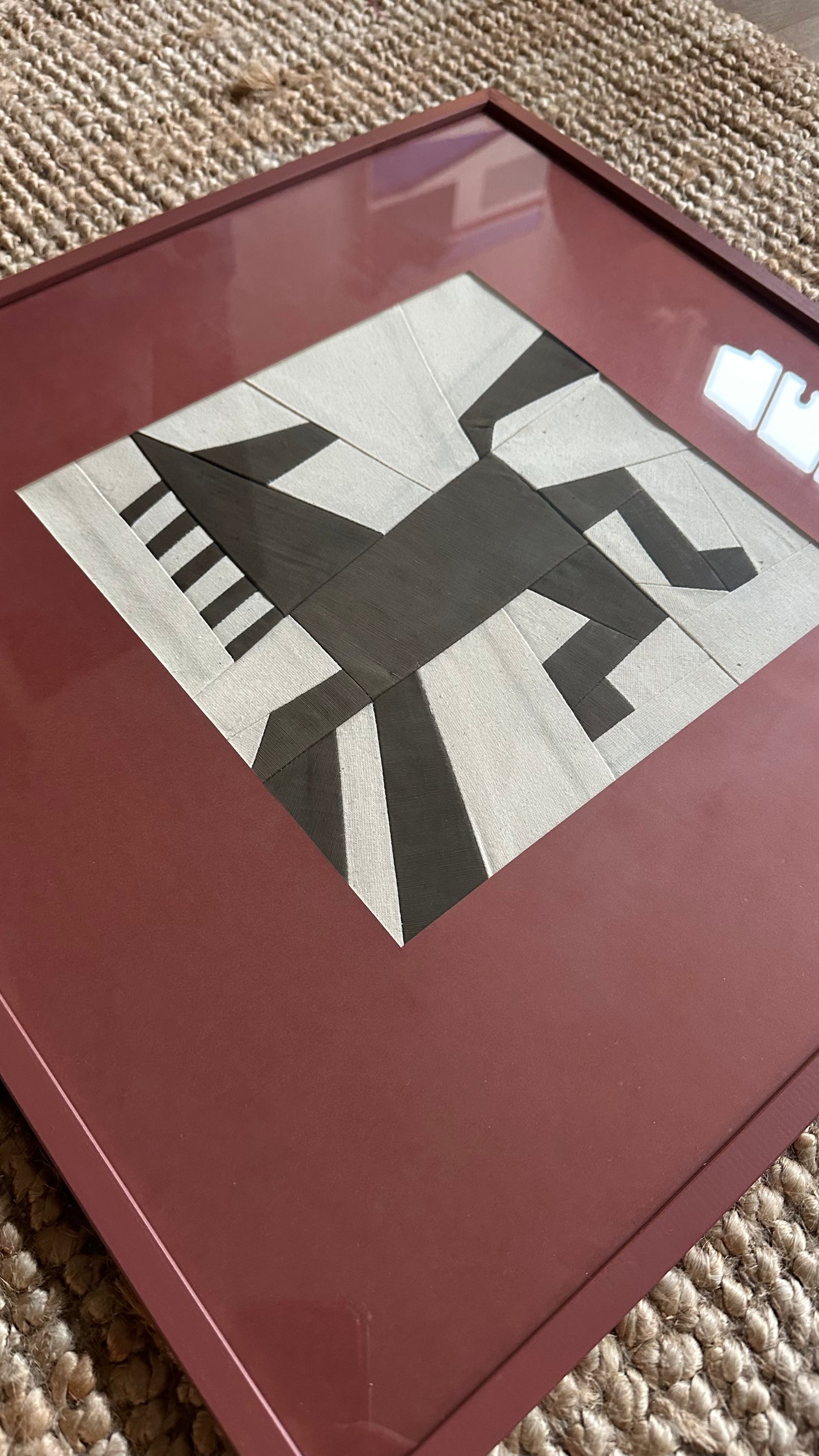 Jumping Horse Original Quilted Artwork in Mauve Frame