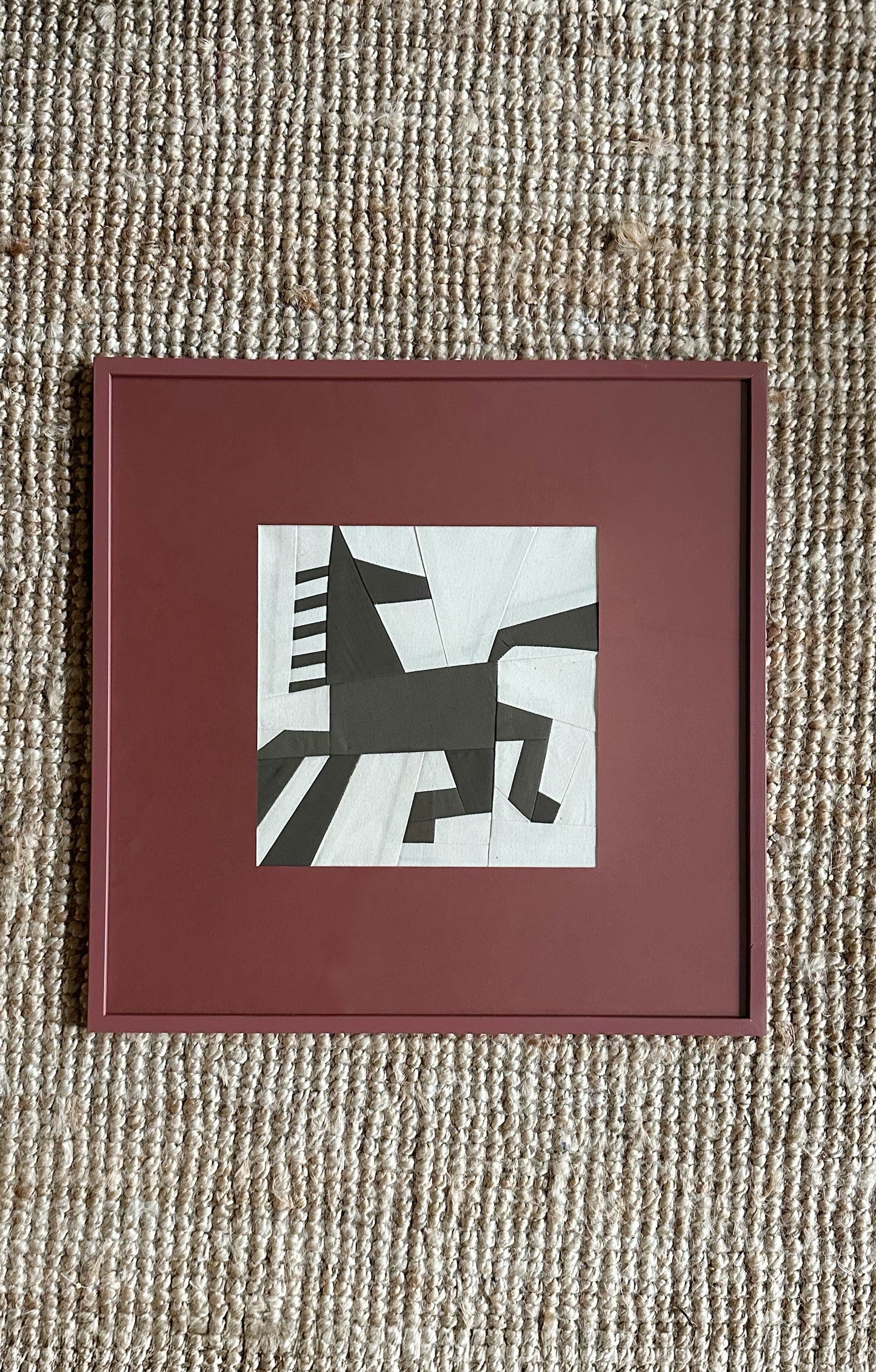 Jumping Horse Original Quilted Artwork in Mauve Frame