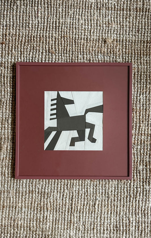 Jumping Horse Original Quilted Artwork in Mauve Frame
