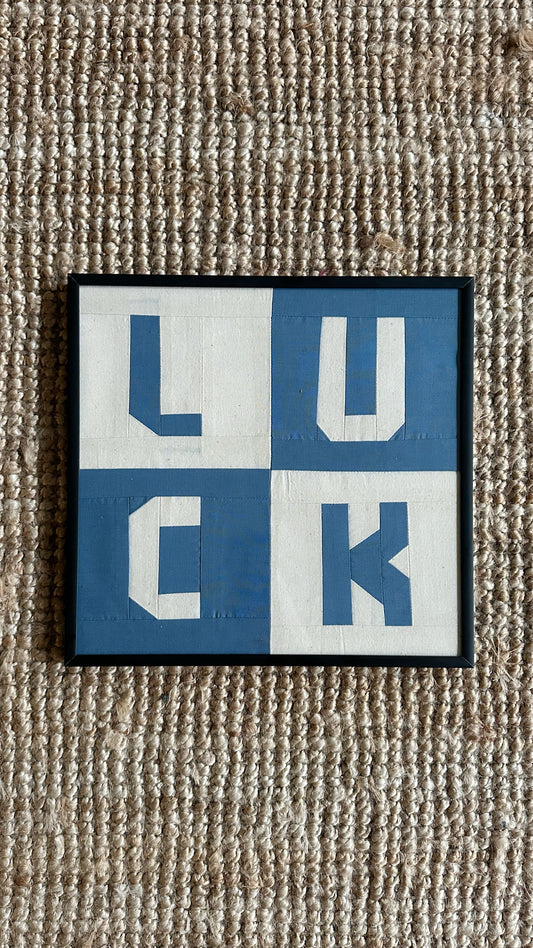 Luck Original Quilted Artwork in Black Frame