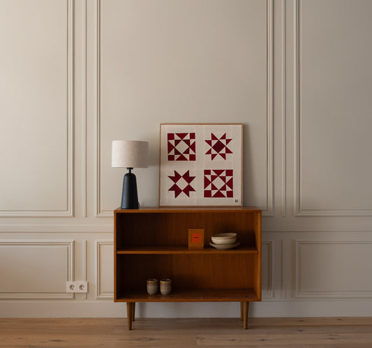 Geometric Quilted Artwork in Hand Made Frame