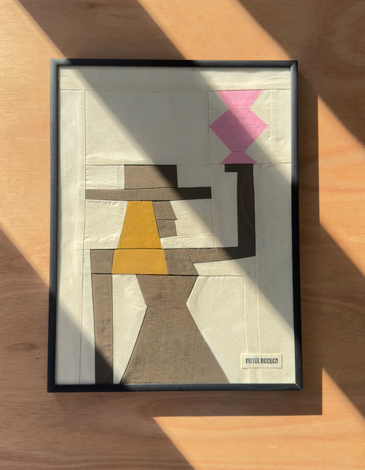 Woman with Vase Original Quilted Artwork in Frame