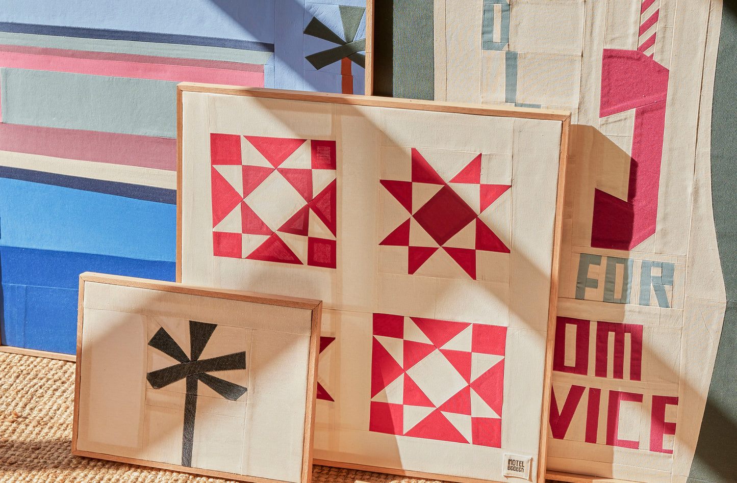 Geometric Quilted Artwork in Hand Made Frame