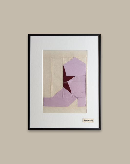 Cowboy Boot Quilted Artwork in Frame: Lilac