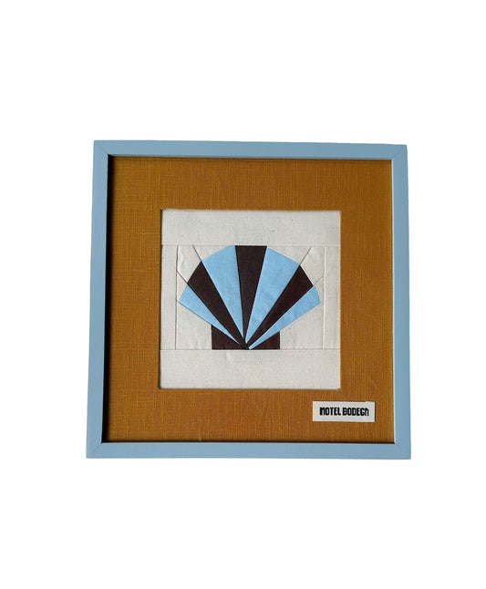 Shell Original Quilted Artwork in Frame: Brown & Blue