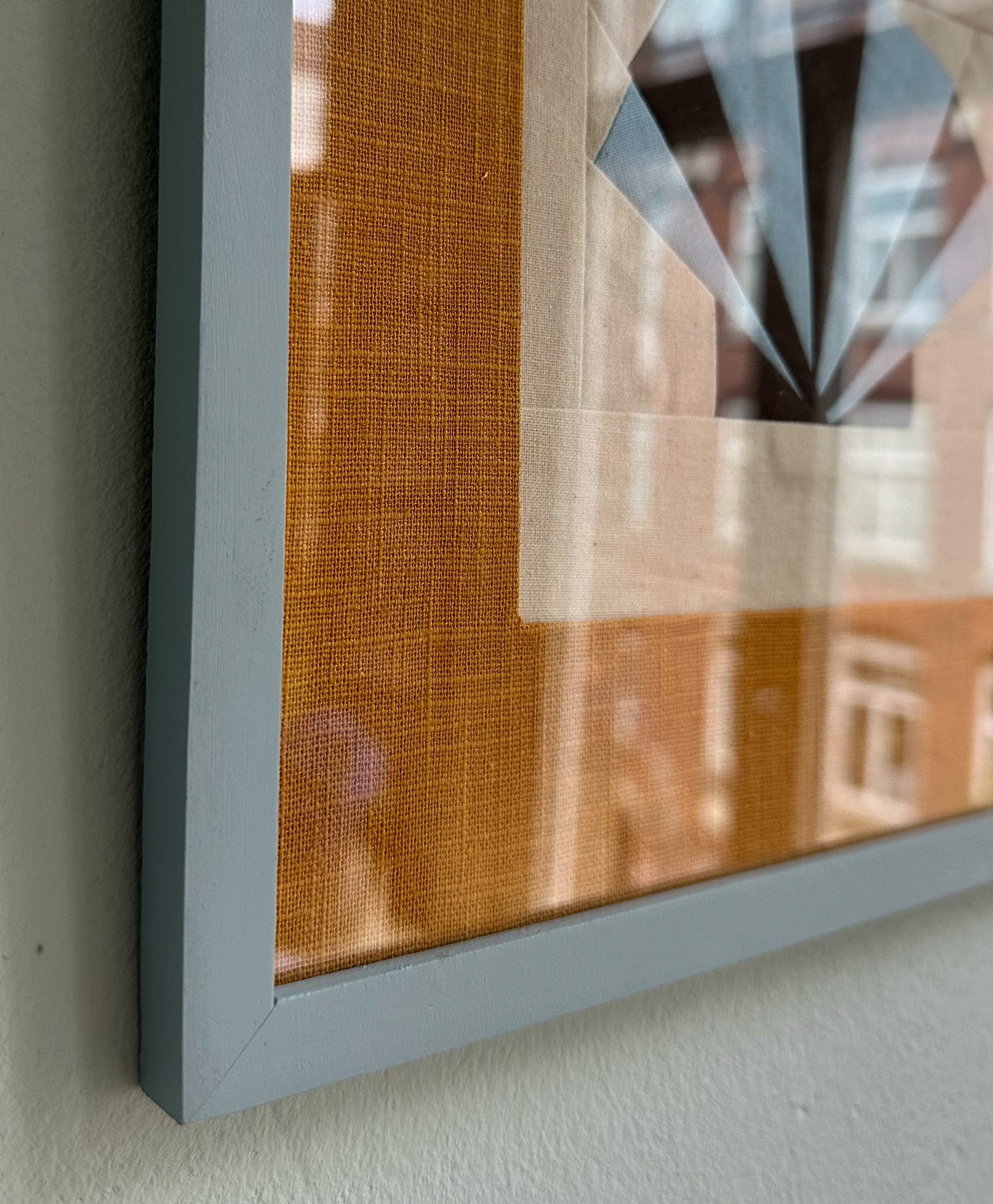 Shell Original Quilted Artwork in Frame: Brown & Blue