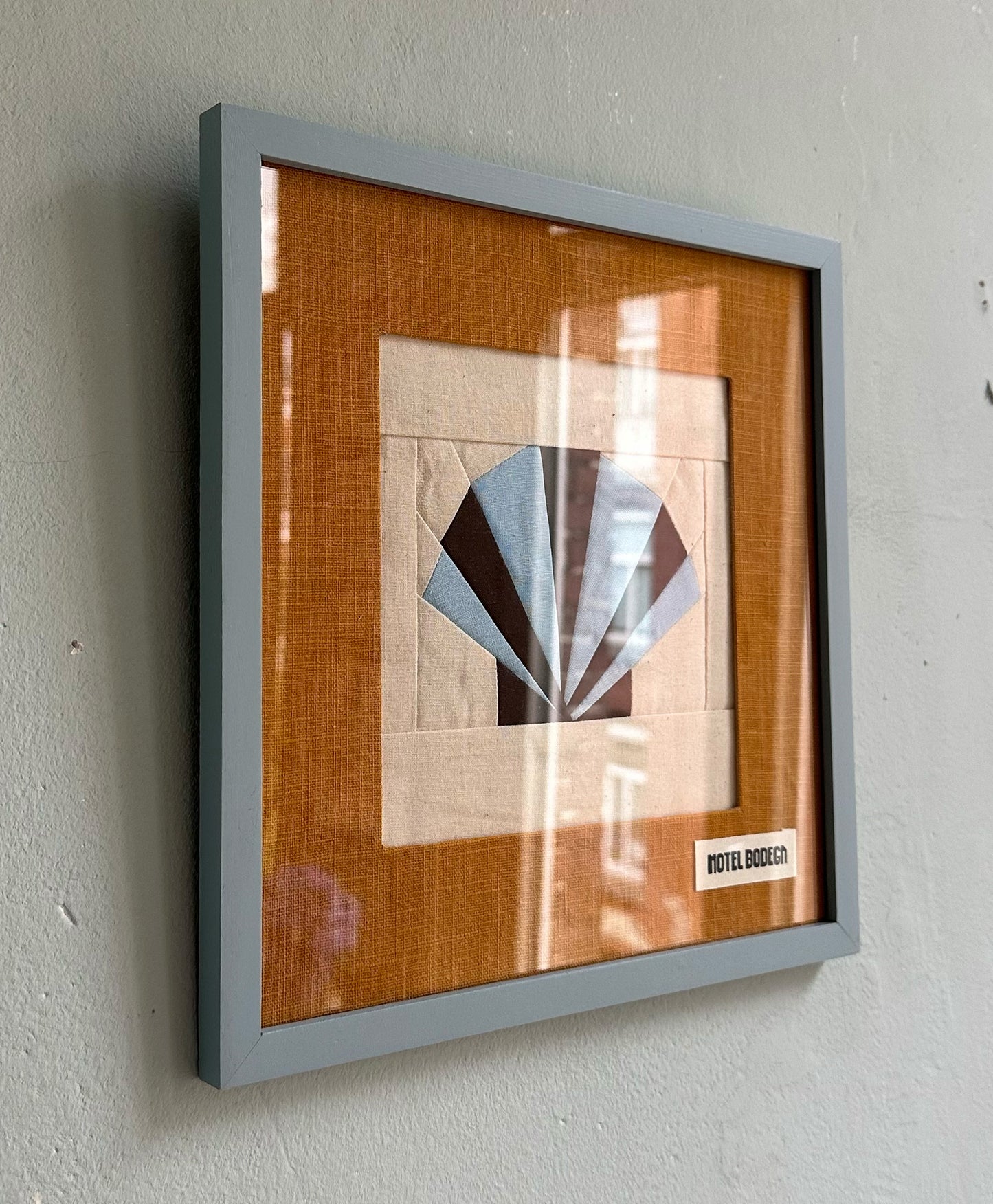 Shell Original Quilted Artwork in Frame: Brown & Blue