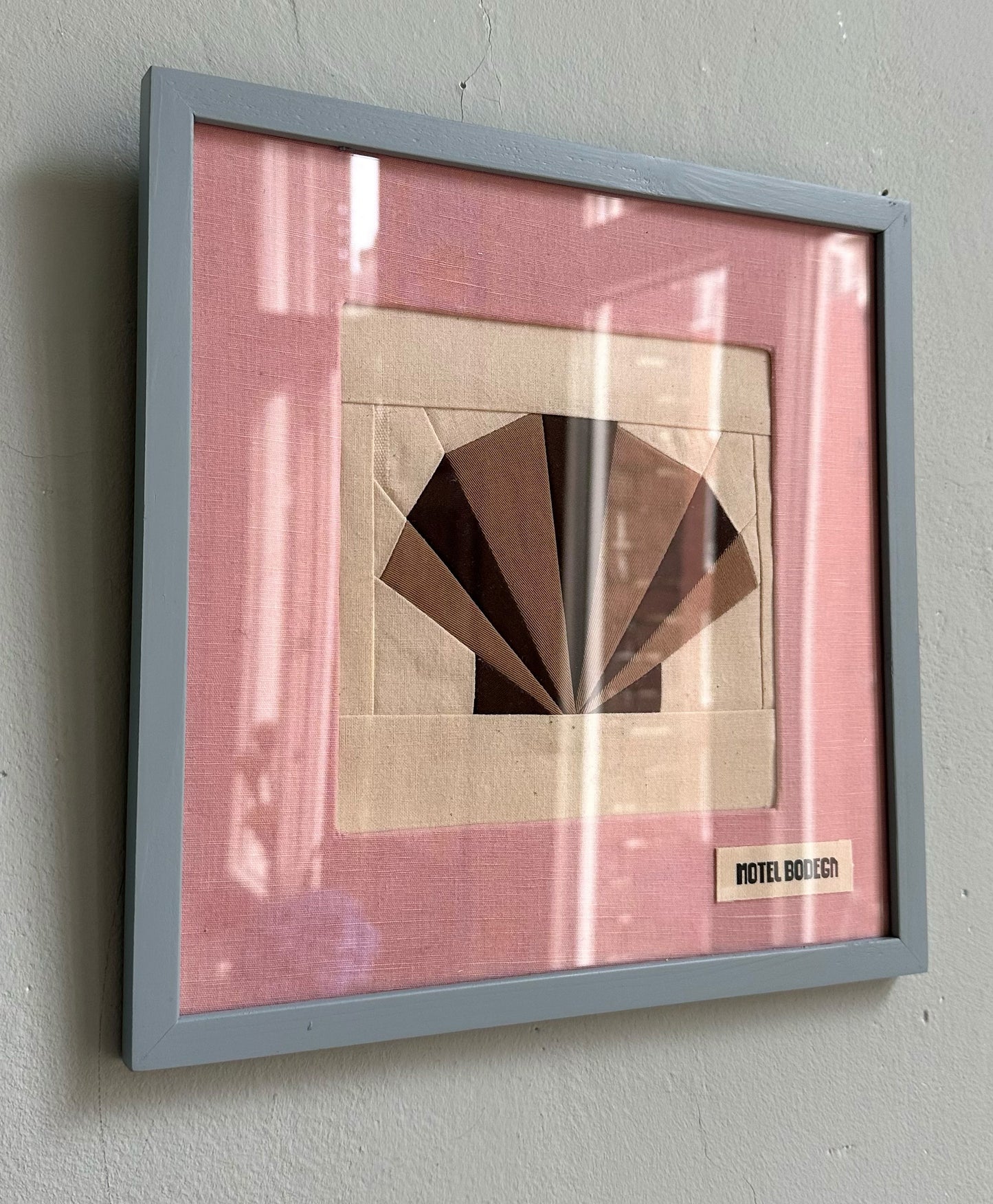 Shell Original Quilted Artwork in Frame: Brown & Pink