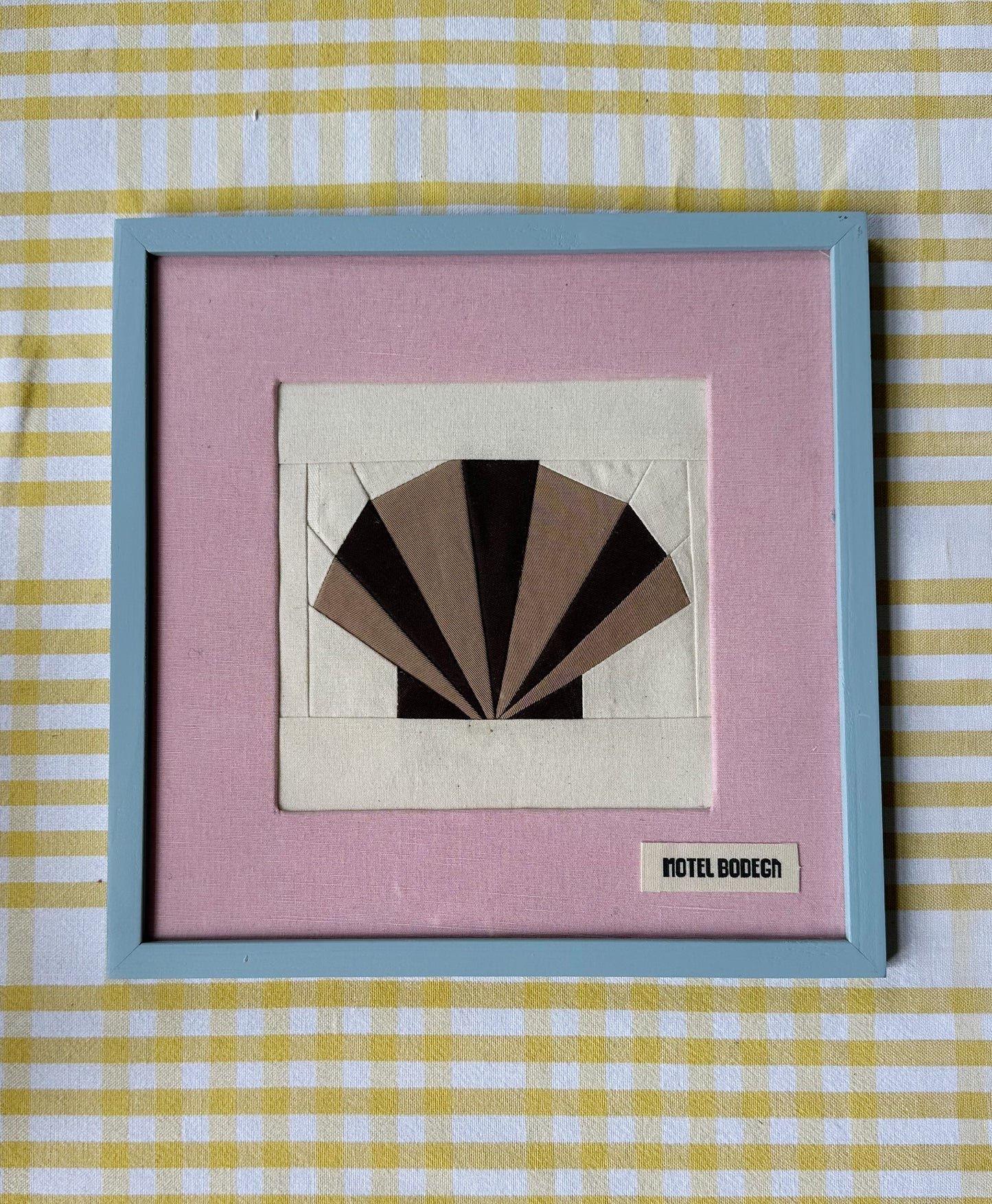 Shell Original Quilted Artwork in Frame: Brown & Pink