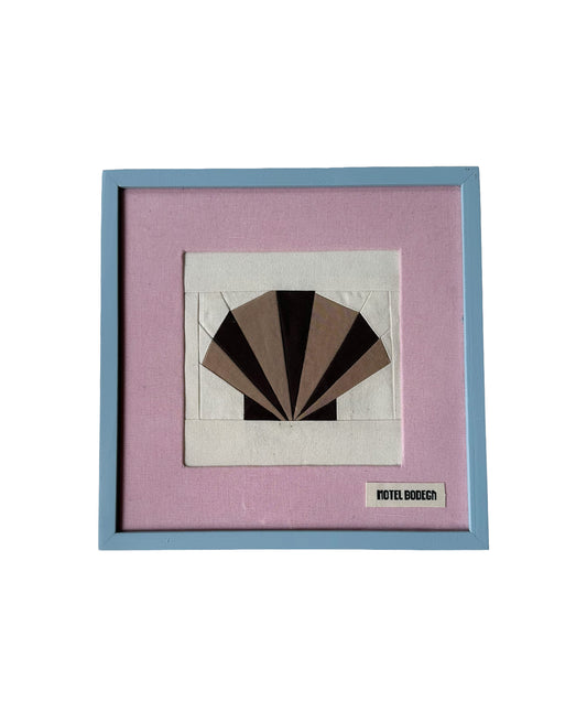 Shell Original Quilted Artwork in Frame: Brown & Pink