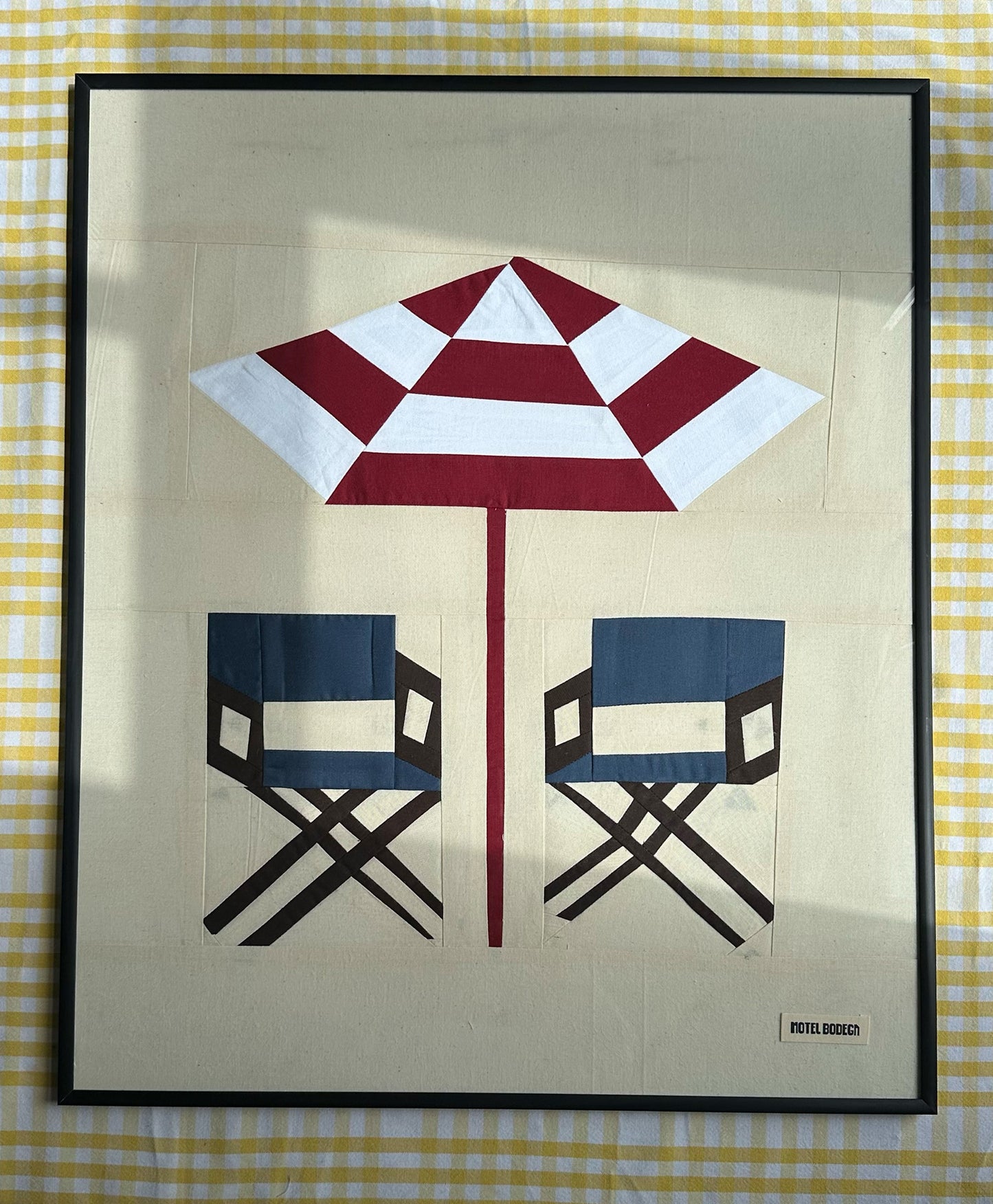 Beach Chairs Original Quilted Artwork in Frame