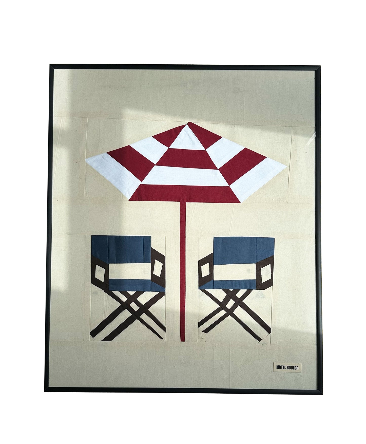 Beach Chairs Original Quilted Artwork in Frame