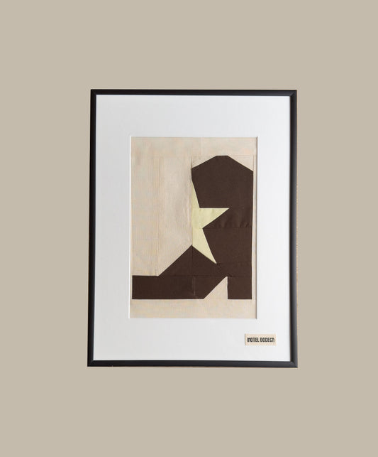 Cowboy Boot Quilted Artwork in Frame: Brown
