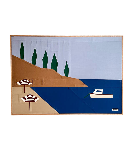 Marseille Seascape Hand Framed Original Quilted Artwork