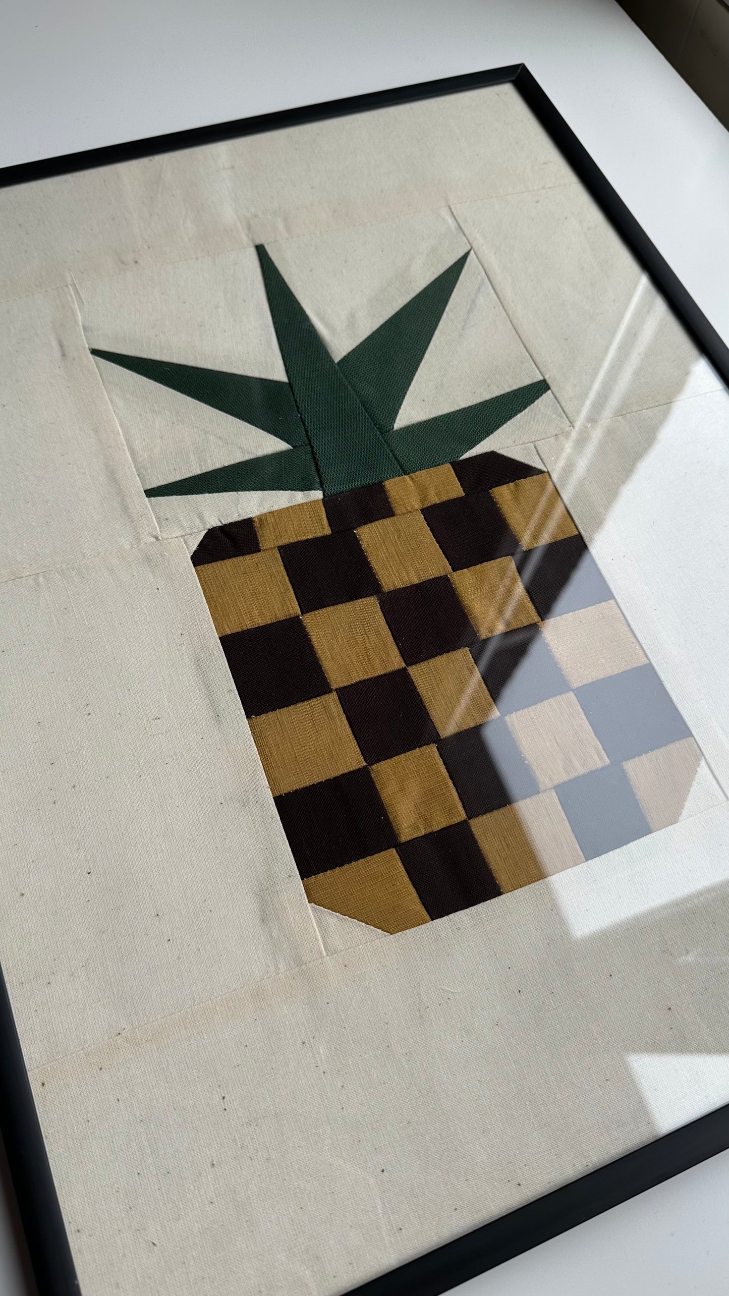 Pineapple 1 Original Quilted Artwork in Frame