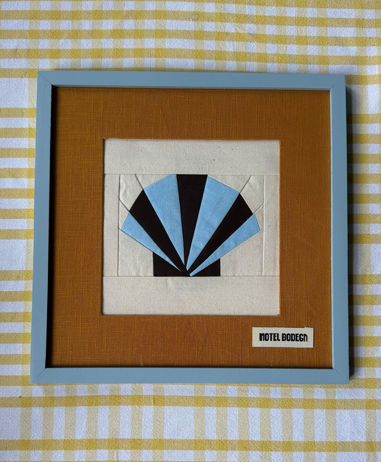 Shell Original Quilted Artwork in Frame: Brown & Blue