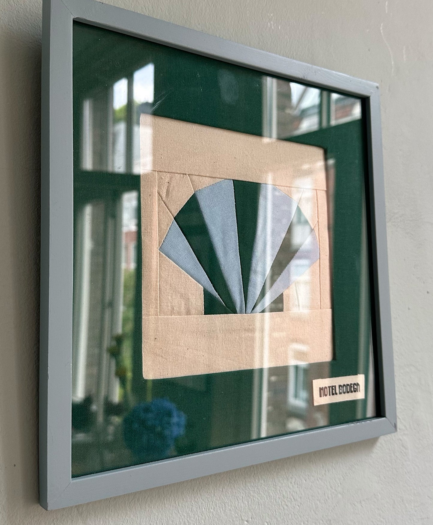 Shell Original Quilted Artwork in Frame: Green & Blue