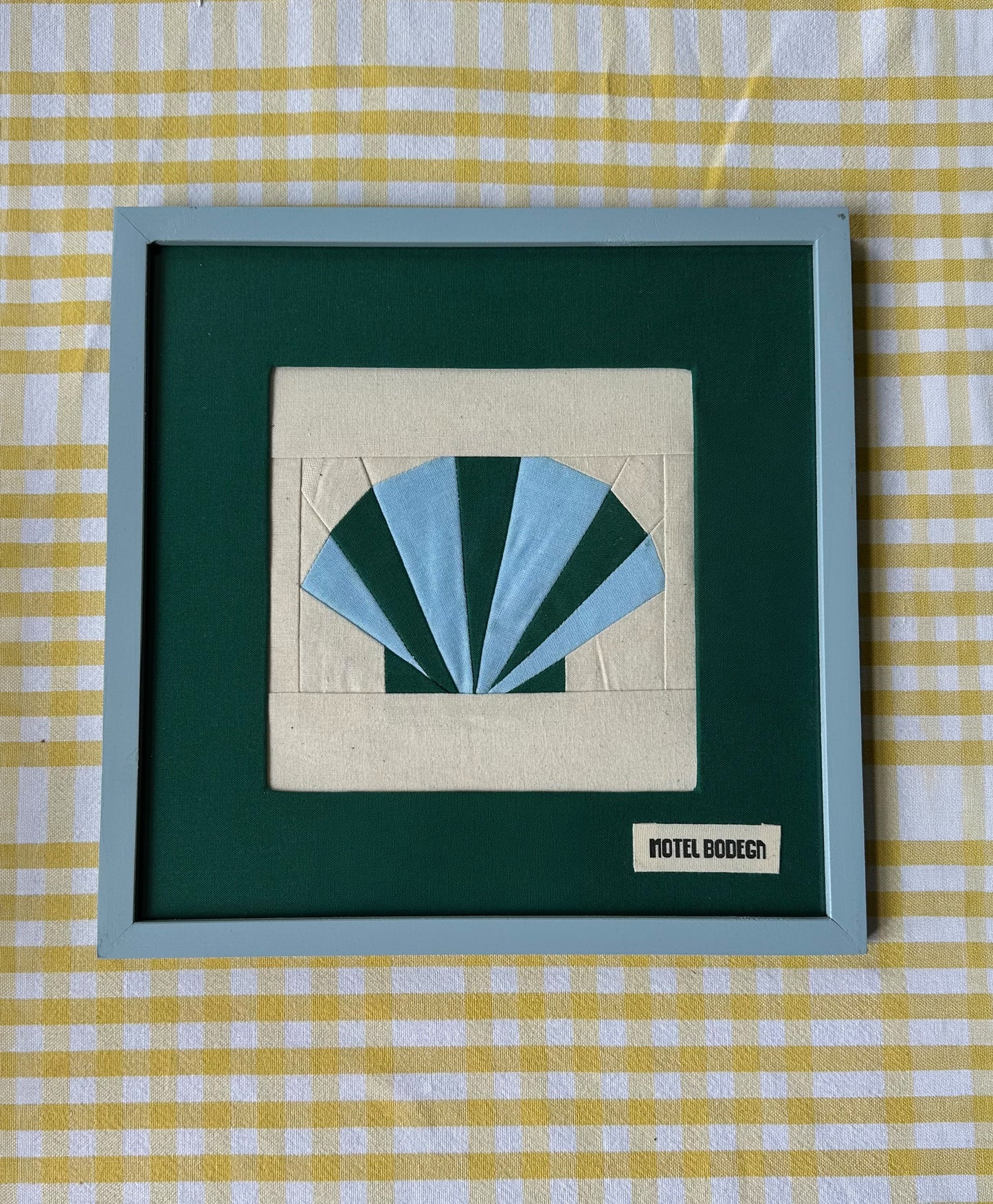 Shell Original Quilted Artwork in Frame: Green & Blue
