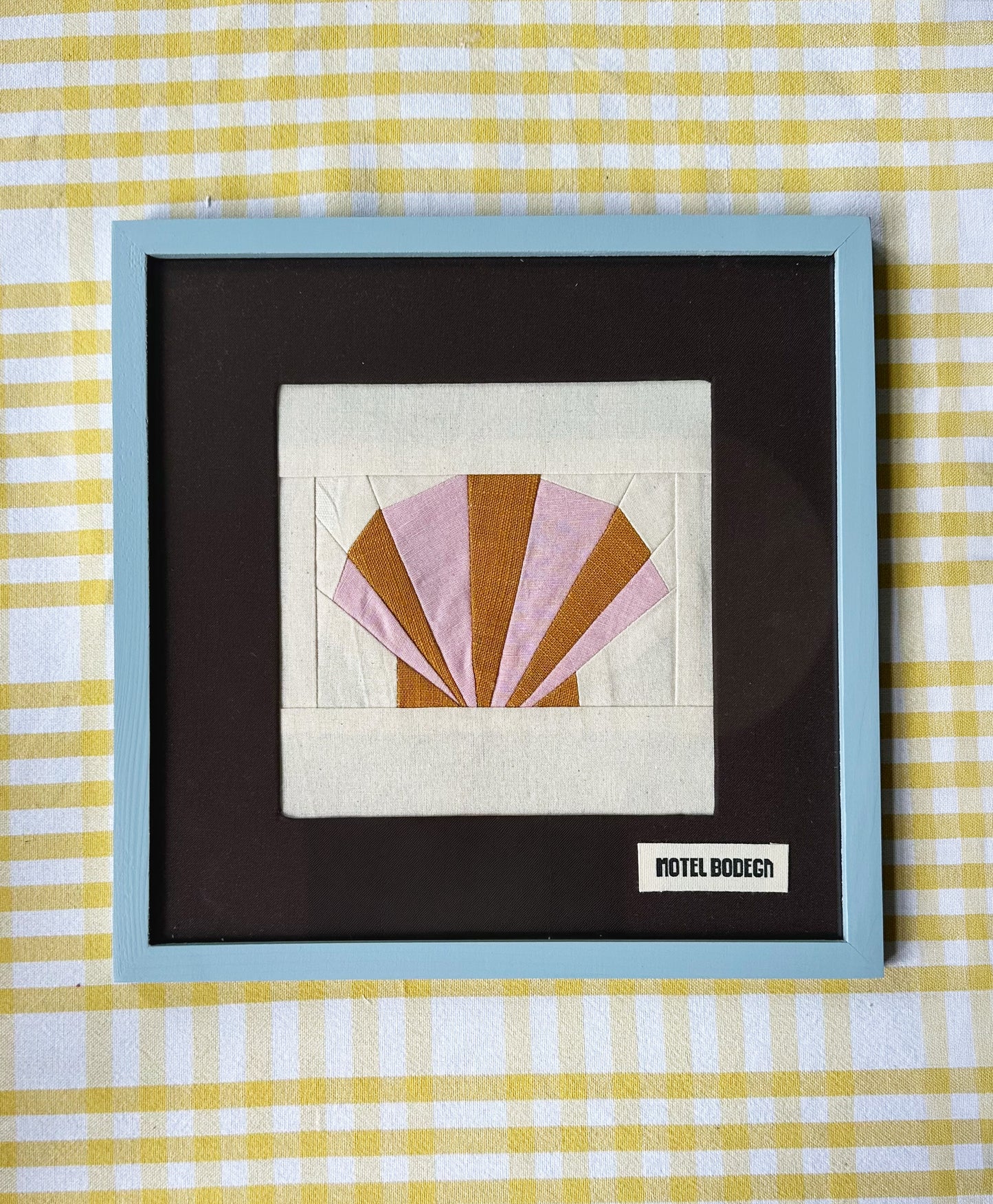 Shell Original Quilted Artwork in Frame: Yellow & Pink