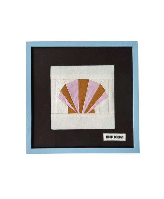 Shell Original Quilted Artwork in Frame: Yellow & Pink